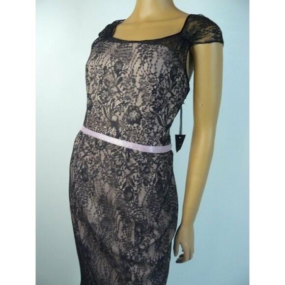 $1260 Verdin New York Black Nude Lace Pink Beaded Waist Mermaid Gown 10 NWT - Picture 9 of 11